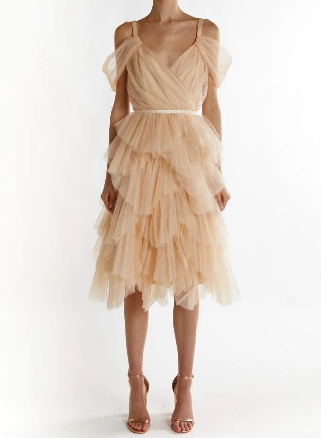 ترو ديكادينس Isla Pleated Petal Skirt Midi-Dress